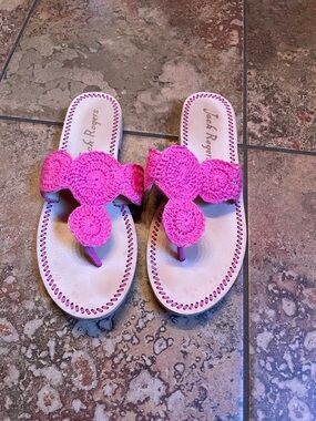 Jack Rogers Hot Pink Crochet Thong Sandals